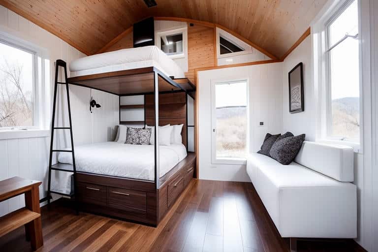 Cozy Tiny House Interior with Loft